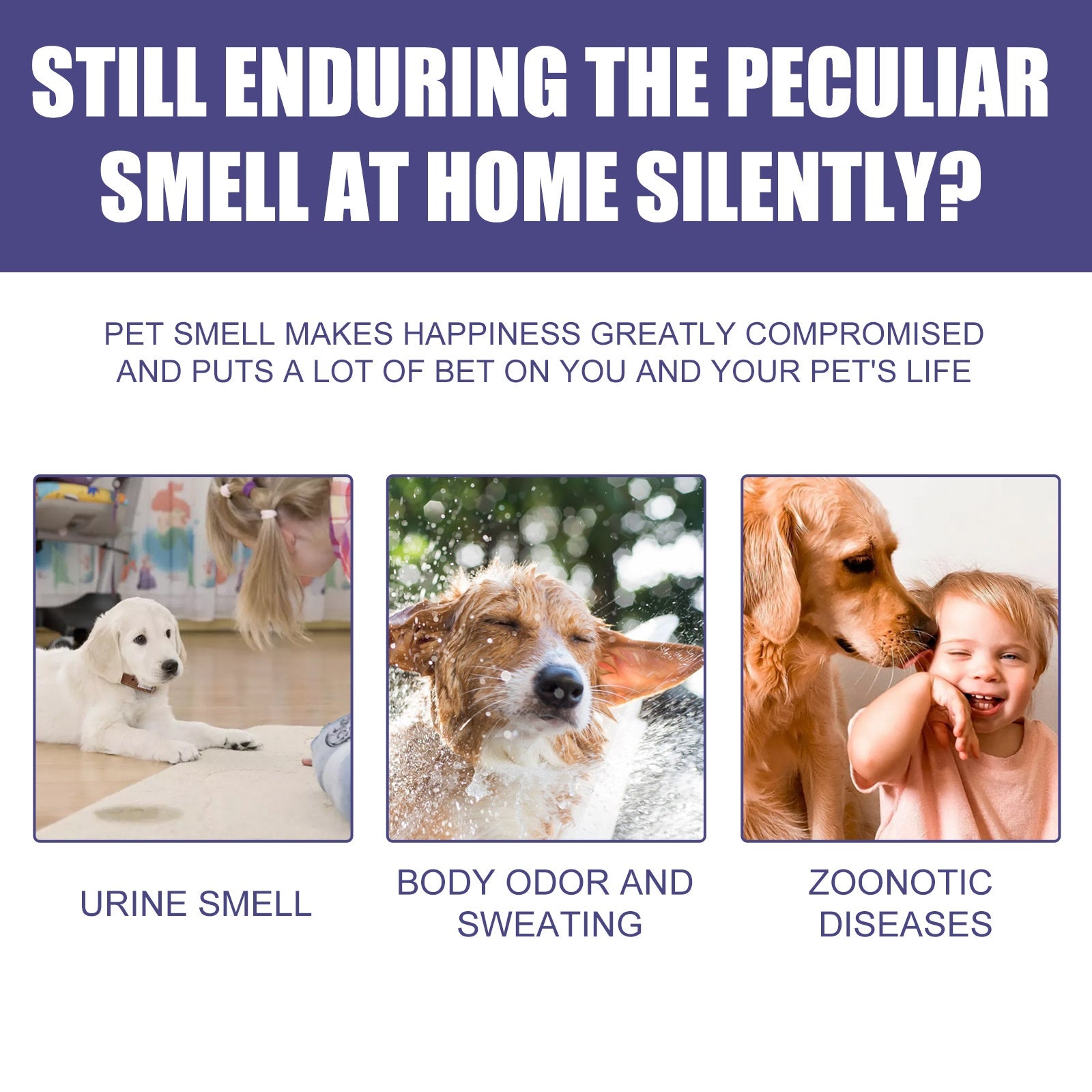 Pet Odor Eliminator Spray – Fast-Acting Deodorizer for Dogs, Cats & Home Freshening