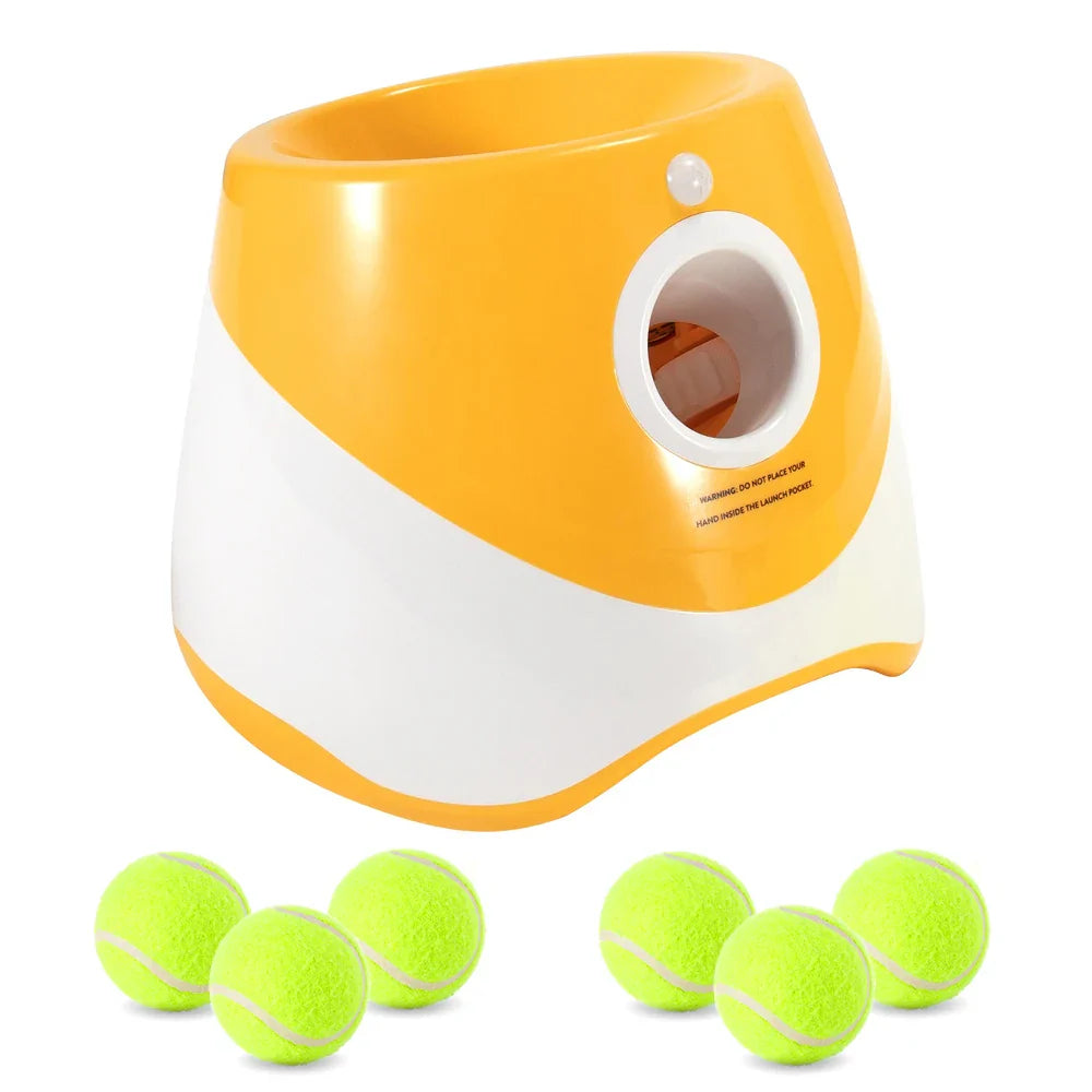 Automatic Dog Tennis Ball Launcher – Interactive Rechargeable Fetch Toy for Small & Medium Dogs