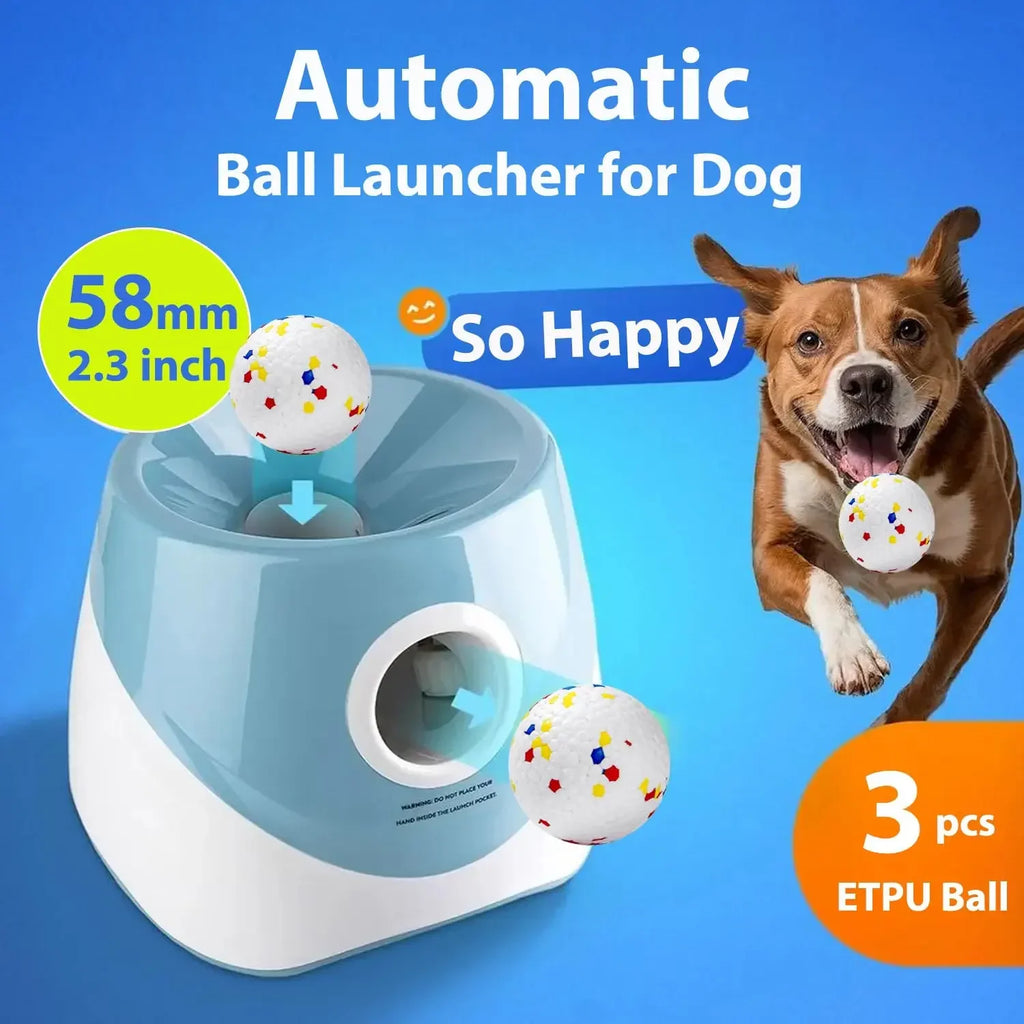 Automatic Dog Tennis Ball Launcher – Interactive Rechargeable Fetch Toy for Small & Medium Dogs