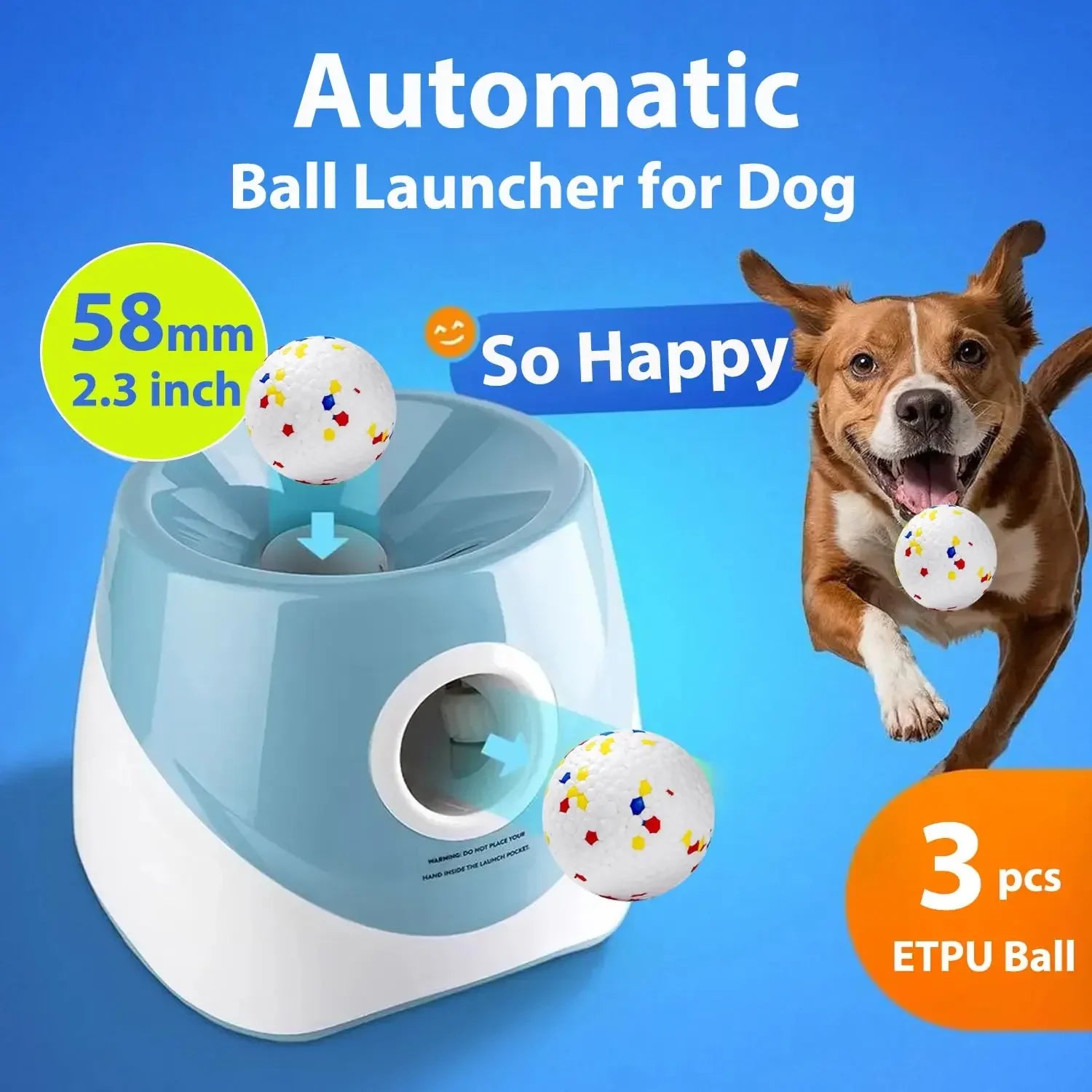 Automatic Dog Tennis Ball Launcher – Interactive Rechargeable Fetch Toy for Small & Medium Dogs
